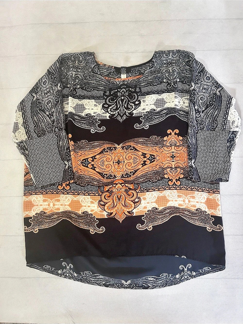ALFANI Paisley Print Short Sleeve Top Size 12